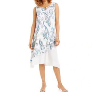 JM COLLECTION paisley print asymmetrical layered tank flowy dress NEW Size M